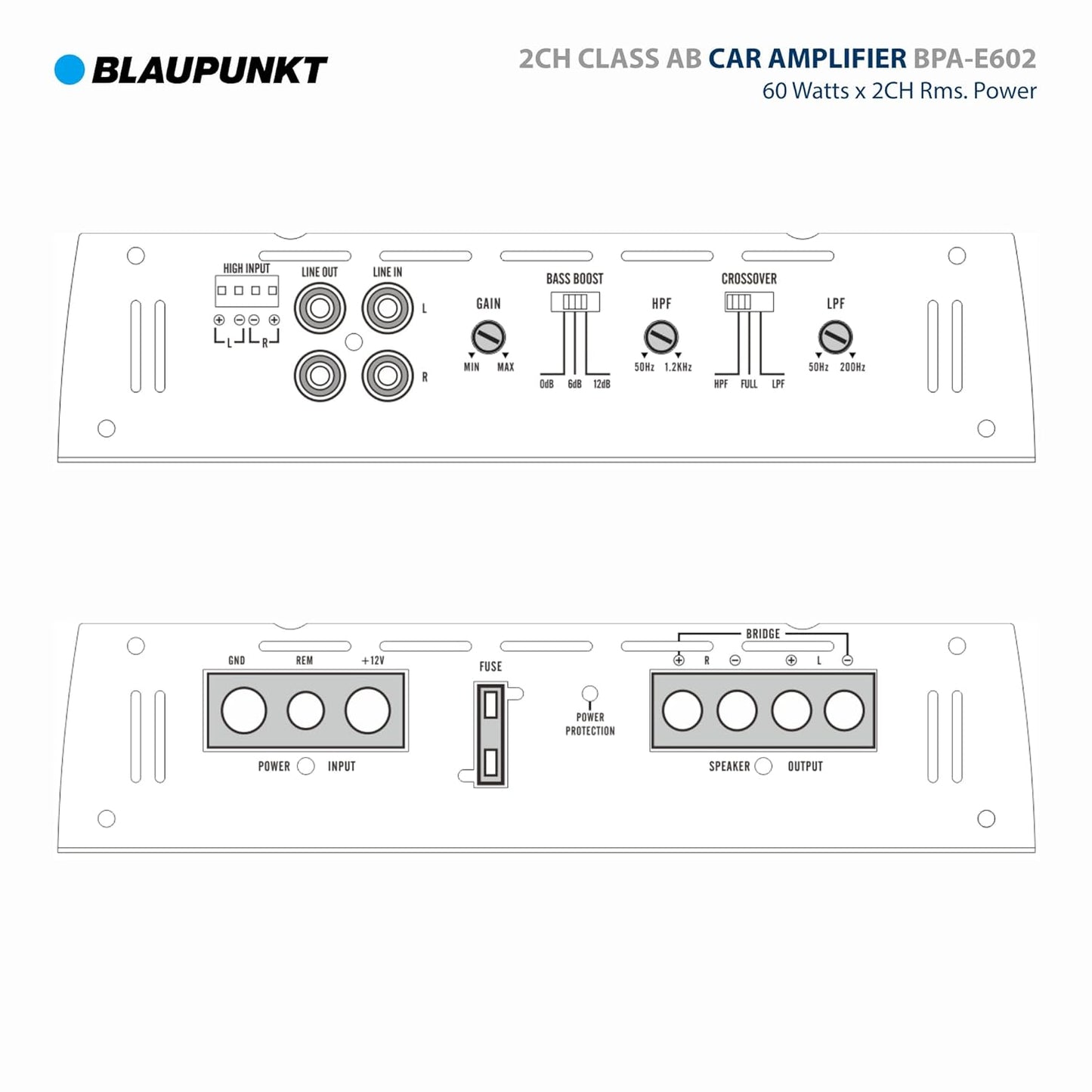 Blaupunkt BPA-E602 2-Channel 800W Amplifier for Car Audio