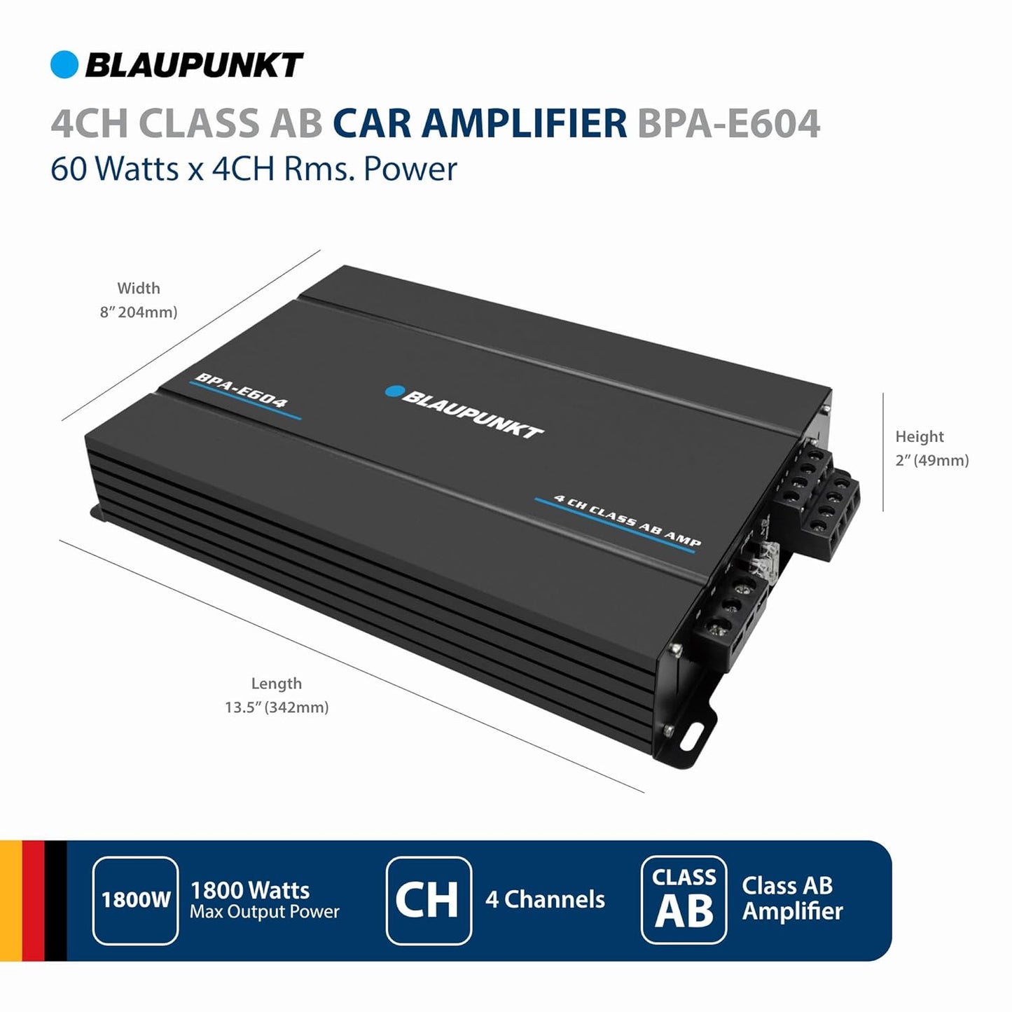 Blaupunkt BPA-E604 4-Channel Class AB Car Amplifier