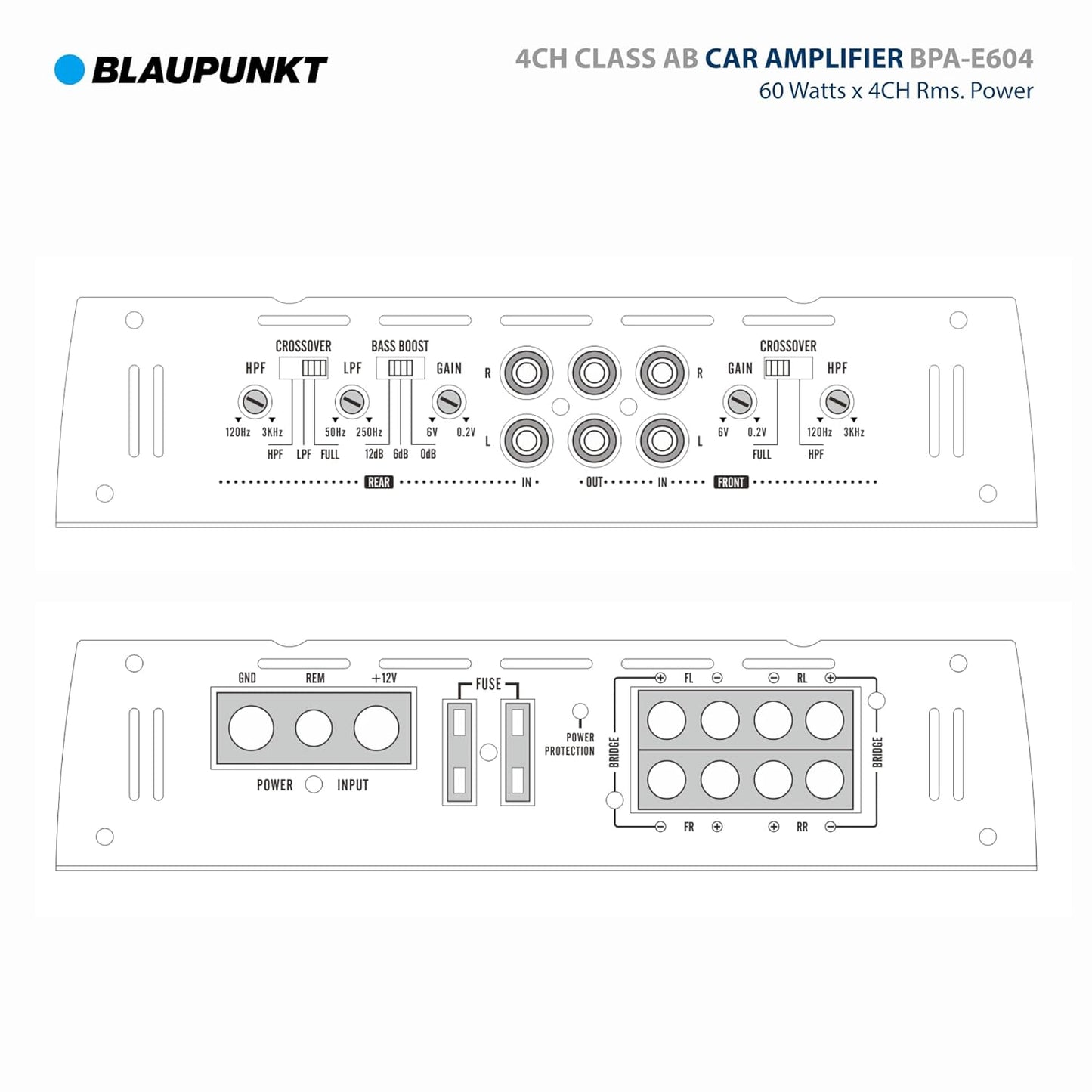 Blaupunkt BPA-E604 4-Channel Class AB Car Amplifier