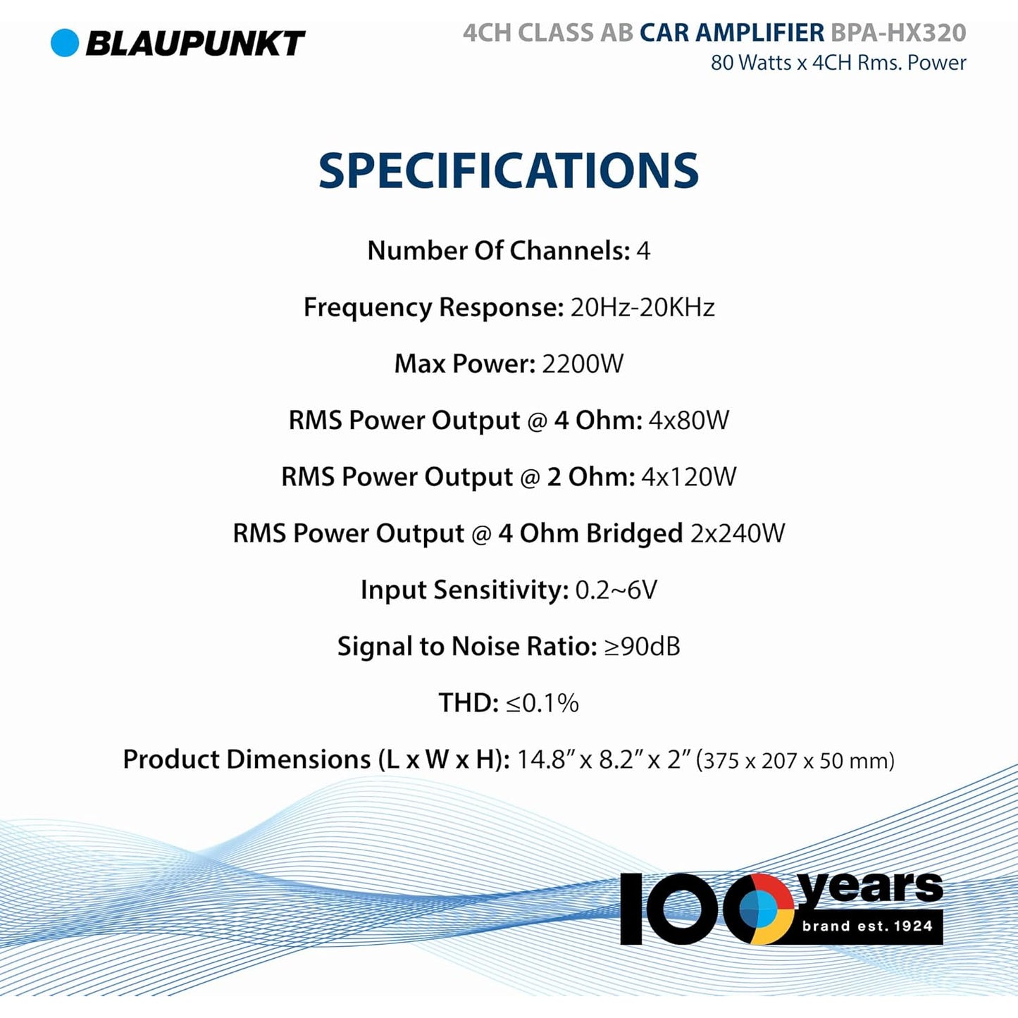 Blaupunkt BPA-HX320 4-Channel Car Amplifier
