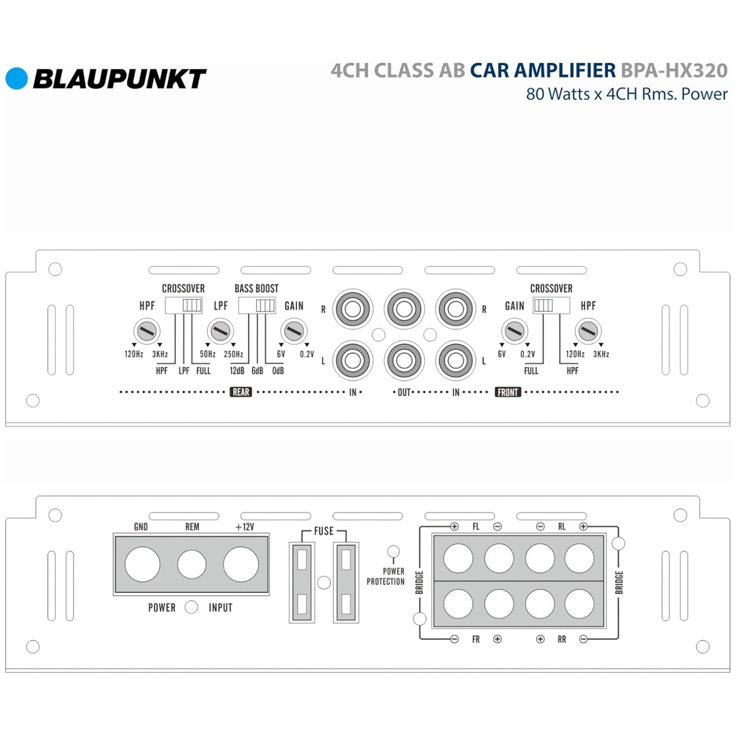 Blaupunkt BPA-HX320 4-Channel Car Amplifier