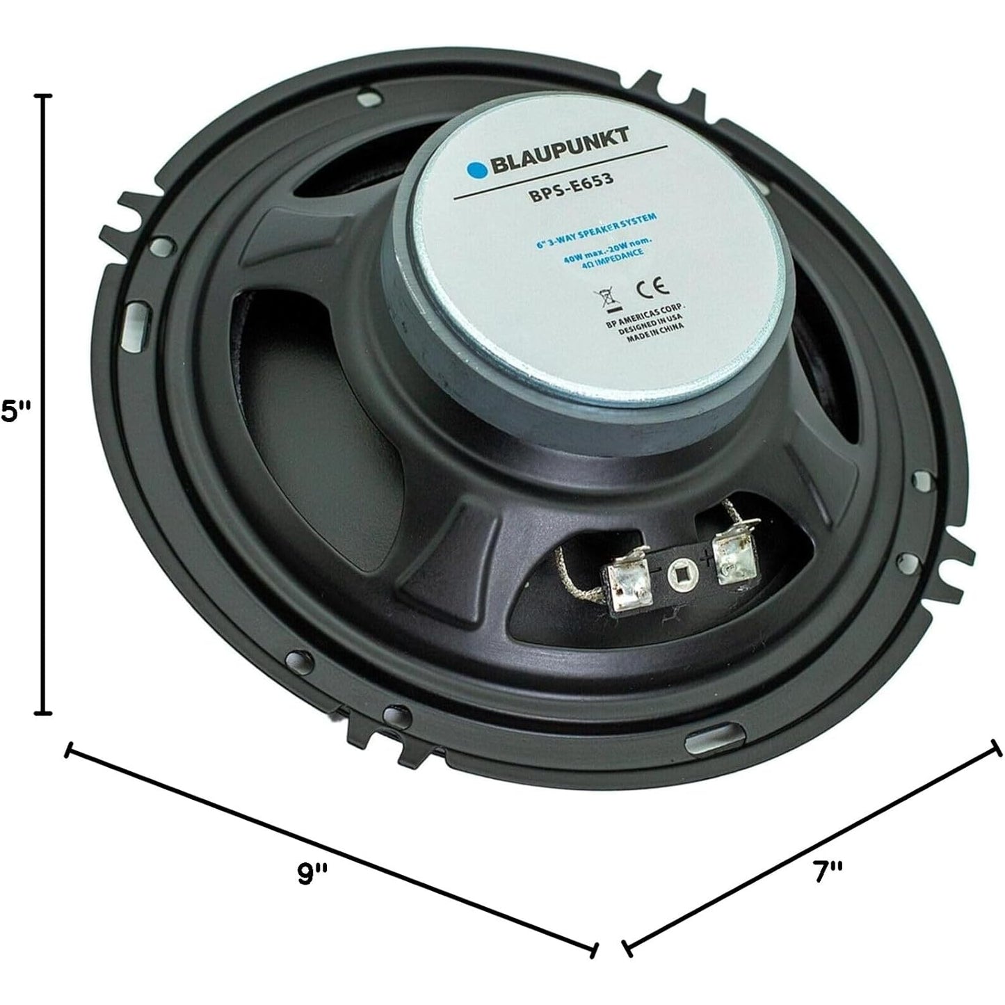 Blaupunkt BPS-E653 6.5" 3-Way Car Speakers 80W with Enhanced Clarity
