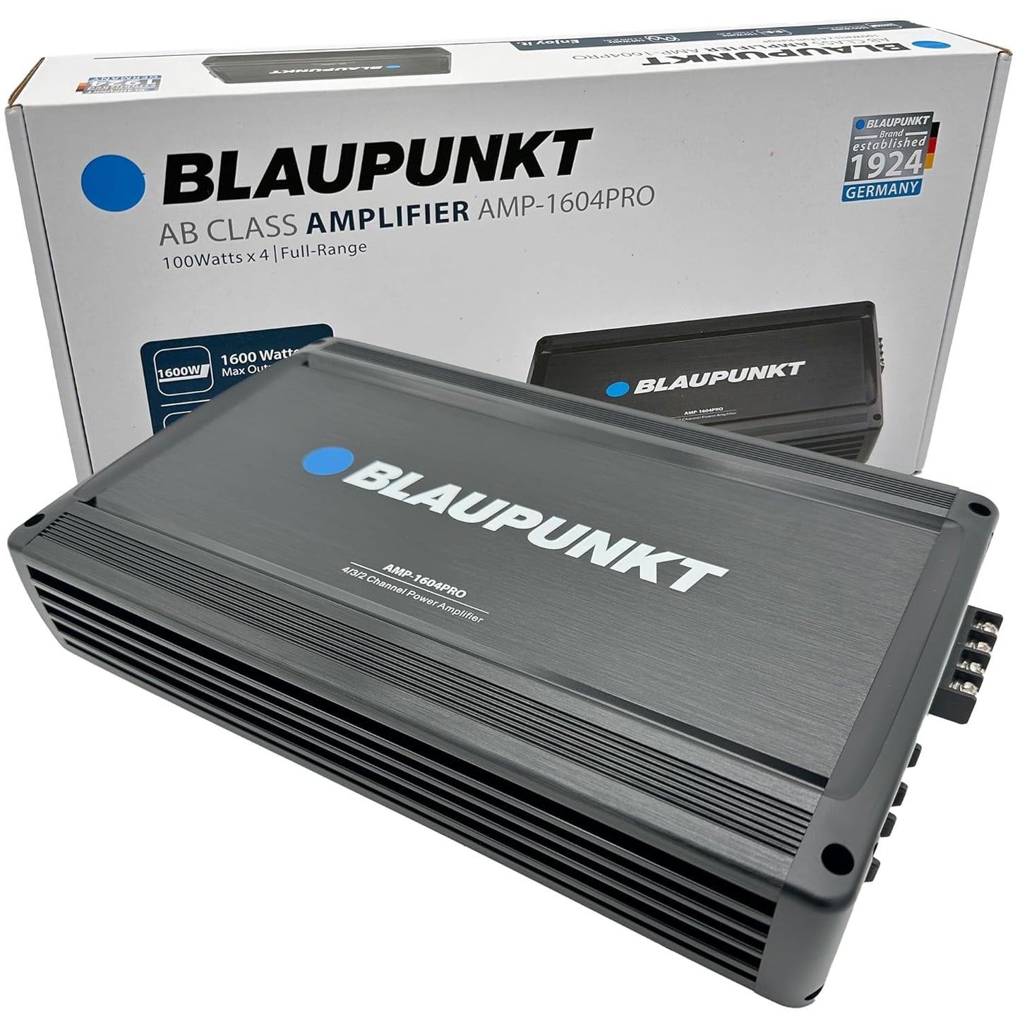 Blaupunkt AMP-1604PRO Car Audio 4/3/2-Channel Full Range 2 Ohm Stable Amp Amplifier 1600 Watts Max | Slim and Compact