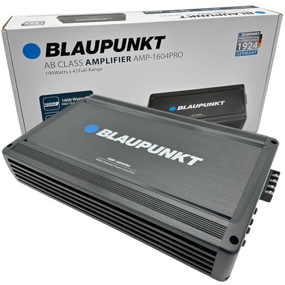 Blaupunkt AMP-1604PRO Car Audio 4/3/2-Channel Full Range 2 Ohm Stable Amp Amplifier 1600 Watts Max | Slim and Compact
