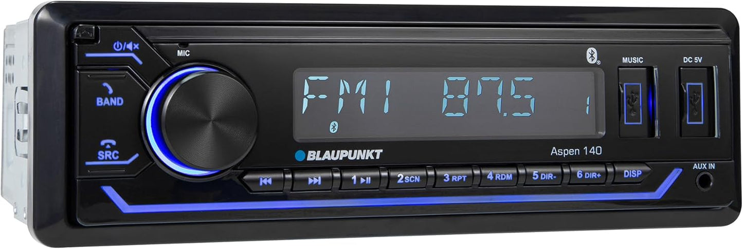 Blaupunkt ASPEN 140 Single DIN Bluetooth Car Stereo